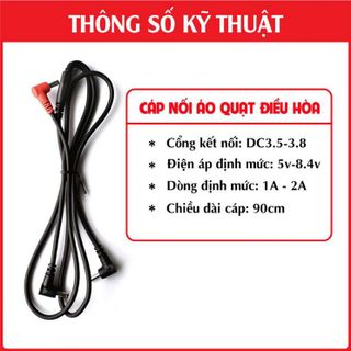 (Chính Hãng) Dây Cáp DC Kết Nối 2 Quạt vào Pin Áo Điều Hòa, Dây Kết Nối Quạt Với Pin Chính Hãng