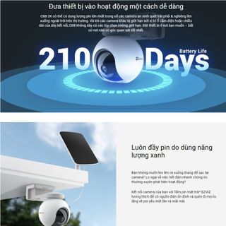Camera Wifi EZVIZ có PIN và SOLAR CB8 2K (3MP xoay | All In One)