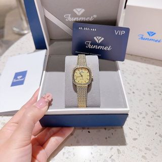 ĐỒNG HỒ NỮ CHÍNH HÃNG MỚI NHẤT FUNMEI F2109 MẶT VUÔNG MINI DÂY LƯỚI THÉP ĐI KÈM TEM KÍCH HOẠT ĐIỆN TỬ