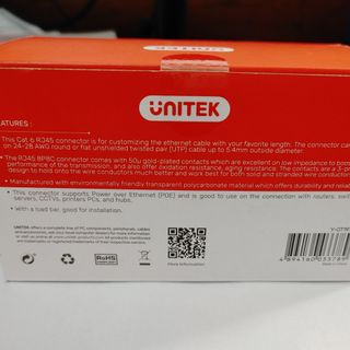 Hộp 100 cái Hạt mạng UTP RJ45 CAT 6 Y-OT19TP chính hãng Unitek