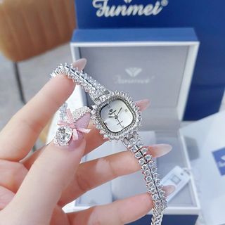ĐỒNG HỒ NỮ CHÍNH HÃNG MỚI NHẤT FUNMEI F2125 MẶT VUÔNG VIỀN PHA LÊ ĐI KÈM TEM KÍCH HOẠT ĐIỆN TỬ