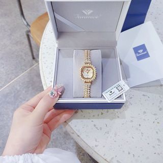 ĐỒNG HỒ NỮ CHÍNH HÃNG MỚI NHẤT FUNMEI F2125 MẶT VUÔNG VIỀN PHA LÊ ĐI KÈM TEM KÍCH HOẠT ĐIỆN TỬ