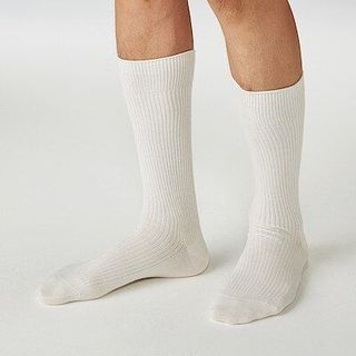 Tất nam công sở cổ cao màu trắng dệt kim xuất dư
