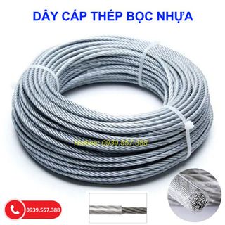 DÂY CÁP THÉP BỌC NHỰA, CÁP LỤA BỌC NHỰA, CÁP MẠ KẼM BỌC NHỰA PVC ĐƯỜNG KÍNH 6mm