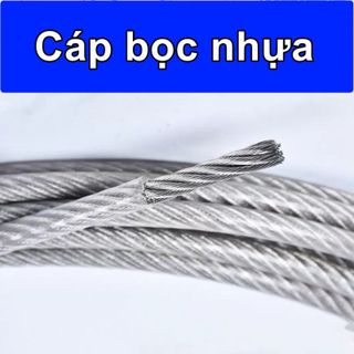 DÂY CÁP THÉP BỌC NHỰA, CÁP LỤA BỌC NHỰA, CÁP MẠ KẼM BỌC NHỰA PVC PHI 3, 4, 5, 6, 8, 10, 12mm….