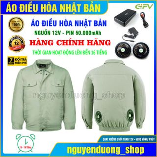 ÁO ĐIỀU HÒA CHÍNH HÃNG NHẬT BẢN PIN 50.000mAh - 12V, LÀM MÁT CHỐNG NẮNG NÓNG NAM VÀ NỮ MÀU GHI SÁNG