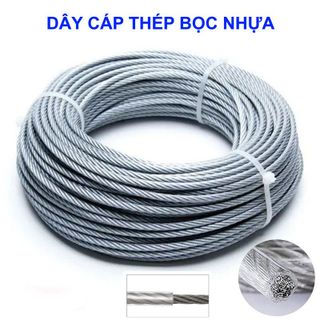 DÂY CÁP THÉP BỌC NHỰA, CÁP LỤA BỌC NHỰA, CÁP MẠ KẼM BỌC NHỰA PVC PHI 4mm ( 4 Ly )
