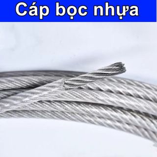 DÂY CÁP THÉP BỌC NHỰA, CÁP LỤA BỌC NHỰA, CÁP MẠ KẼM BỌC NHỰA PVC PHI 4mm ( 4 Ly )