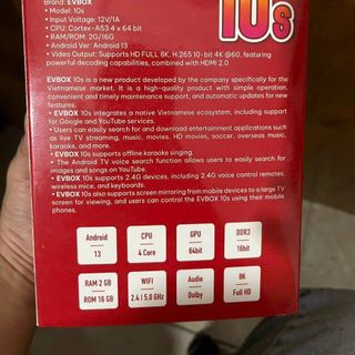 Android Tivi Box EVBOX PRO 10S chuẩn 4K có ĐK giọng nói (Ram 2G)