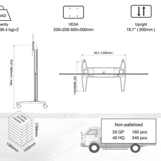 Khung treo tivi di động 2 tivi North Bayou T75-2A ( Hàng Chính Hãng | Có VAT | Đóng gói: 70kg | Max 2 Tivi 75") - Tặng kèm 2 khung treo cố định 75"