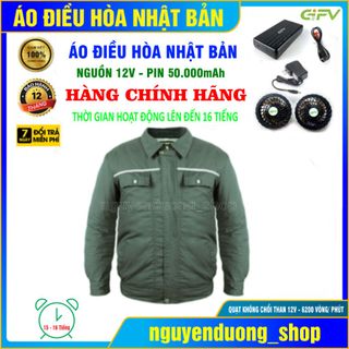 ÁO ĐIỀU HÒA CHÍNH HÃNG NHẬT BẢN PIN 50.000mAh - 12V, LÀM MÁT CHỐNG NẮNG NÓNG NAM VÀ NỮ MÀU CHÌ