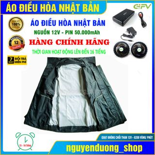 ÁO ĐIỀU HÒA CHÍNH HÃNG NHẬT BẢN PIN 50.000mAh - 12V, LÀM MÁT CHỐNG NẮNG NÓNG NAM VÀ NỮ MÀU CHÌ