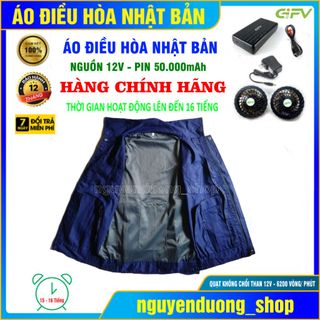 ÁO ĐIỀU HÒA CHÍNH HÃNG NHẬT BẢN PIN 50.000mAh - 12V, LÀM MÁT CHỐNG NẮNG NÓNG NAM VÀ NỮ MÀU TÍM THAN