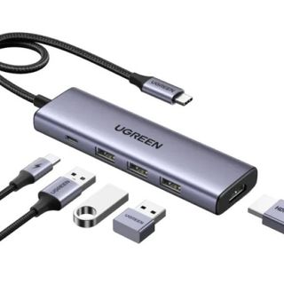 UGREEN 15596 USB-C To HDMI+3*USB 3.0 A+PD Power Converter 4K@30Hz