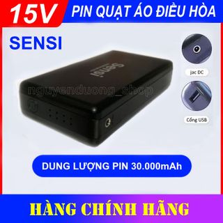 BỘ PHỤ KIỆN QUẠT ÁO ĐIỀU HÒA SENSI CHẤT LƯỢNG CAO 15V, PIN 30.000mAh, QUẠT 15V KHÔNG CHỔI THAN