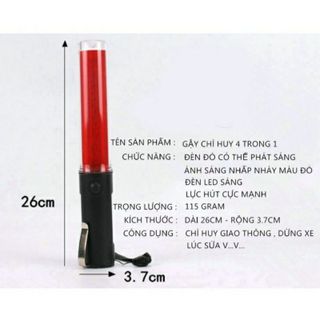 GẬY ĐÈN CHỈ HUY GIAO THÔNG 1 MÀU , GẬY PHÂN LUỒNG GIAO THÔNG CÓ ĐÈN - SỬ DỤNG PIN LOẠI 26CM