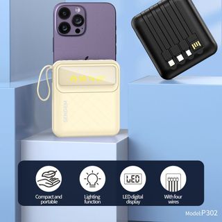 Sạc dự phòng Sendem P302 đạt chuẩn 3C 10000mah tích hợp 4 dây sạc