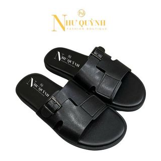 Dép da microfiber phối khóa bản ngang đế cao su nguyên khối chống trơn trượt mã B03
