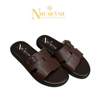Dép da microfiber phối khóa bản ngang đế cao su nguyên khối chống trơn trượt mã B03