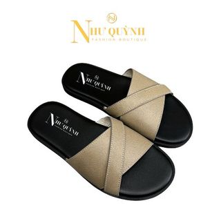 Dép da microfiber phối khóa bản ngang đế cao su nguyên khối chống trơn trượt mã B04