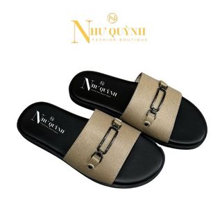 Dép da microfiber phối khóa bản ngang đế cao su nguyên khối chống trơn trượt mã B02