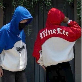 Áo hoodie in LTINE LEE phối 2 màu phong cách chất thun nỉ dày mịn form rộng giá sỉ - giá bán buôn