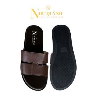 Dép da microfiber phối khóa bản ngang đế cao su nguyên khối chống trơn trượt mã B05