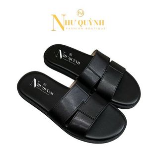 Dép da microfiber phối khóa bản ngang đế cao su nguyên khối chống trơn trượt mã B05