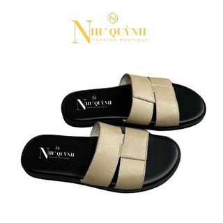 Dép da microfiber phối khóa bản ngang đế cao su nguyên khối chống trơn trượt mã B05