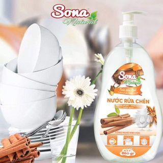 Nước Rửa Chén Sinh Học SONA NATURAL Hương Quế 860Gr | Sản phẩm Sinh Học Được Chiết Xuất Từ Thiên Nhiên