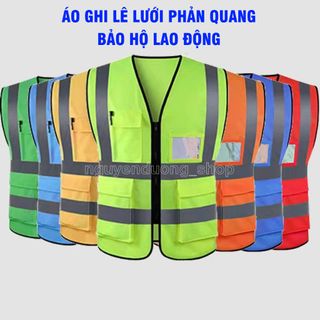 ÁO GHI LÊ 4 TÚI 4 SỌC PHẢN QUANG BẢO HỘ LAO ĐỘNG, ÁO KỸ THUẬT , KỸ SƯ, AN NINH, ÁO GHI LÊ LƯỚI PQ
