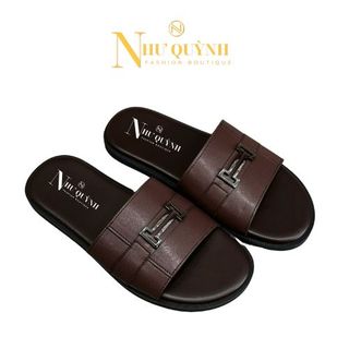 Dép da microfiber phối khóa bản ngang đế cao su nguyên khối chống trơn trượt mã B01