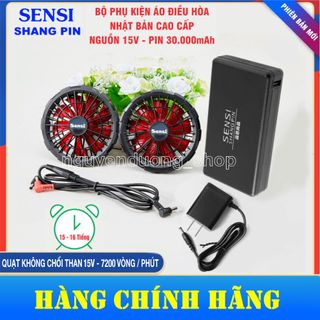 BỘ PHỤ KIỆN QUẠT GIÓ ÁO ĐIỀU HÒA SENSI CAO CẤP PIN 30.000mAh - 15V SIÊU MẠNH , QUẠT ĐIỀU HÒA LÀM MÁT CHỐNG NẮNG NÓNG