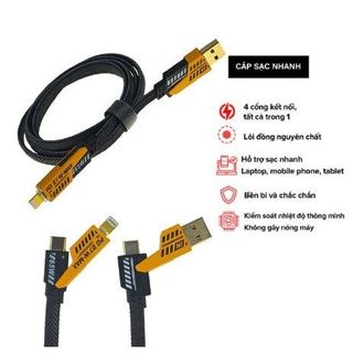 Cáp dù 4in1 đầu kim loại C to C 65w PD27w Full Box