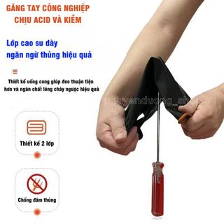 Găng tay cao su công nghiệp Chống Axit và Kềm, Chống Hóa chất, Chống mài mòn, Chống nước, Bảo hộ lao động