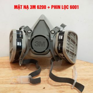 Mặt nạ phòng độc, lọc độc 3M6200, phin lọc 6001, mặt nạ chống độc, mặt nạ phun sơn PU , khẩu trang phòng độc, khói bụi