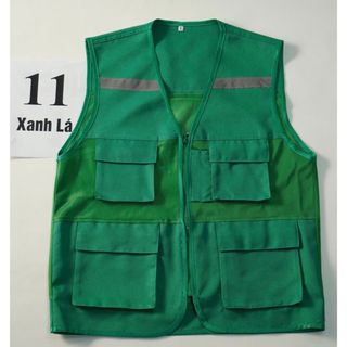 ÁO GHI LÊ 4 TÚI PHẢN QUANG BẢO HỘ LAO ĐỘNG , ÁO KỸ THUẬT , KỸ SƯ, CÔNG NHÂN, MÀU XANH LÁ CÂY