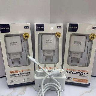 Bộ sạc 2 cổng Sendem C89 PD25W/QC3.0 Chân C to C