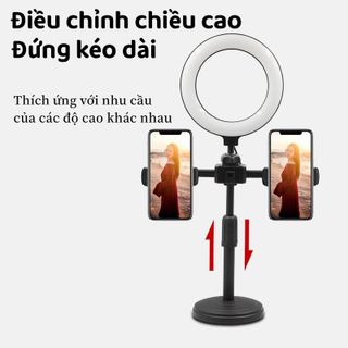 Đèn Livestream Để Bàn Kèm 2 Kẹp Điện Thoại - Gậy Selfie & Ánh Sáng Hoàn Hảo Cho Video TikTok