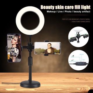 Đèn Livestream Để Bàn Kèm 2 Kẹp Điện Thoại - Gậy Selfie & Ánh Sáng Hoàn Hảo Cho Video TikTok