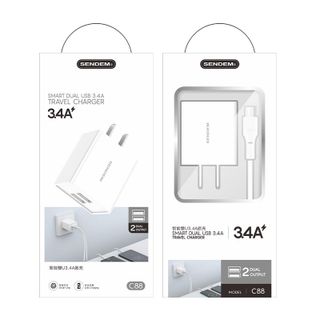 Bộ sạc 2 cổng Sendem C88 3.4A Chân IPhone