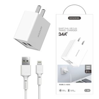Bộ sạc 2 cổng Sendem C88 3.4A Chân IPhone