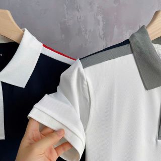 ÁO THUN NAM, ÁO POLO TRẮNG ĐEN PHỐI MÀU