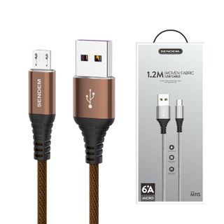 Cáp sạc nhanh Sendem M11S 6A bện vải dài 1.2M Chân Micro