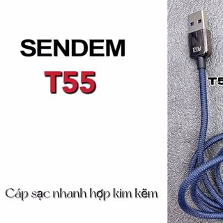 Cáp sạc siêu nhanh Sendem T55 120W chân TypeC