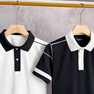 ÁO POLO NAM, POLO TRẮNG ĐEN PHỐI CAO CẤP