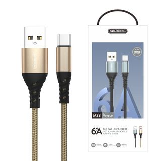 Cáp sạc nhanh Sendem M28 6A bọc dù dài 1M Chân TypeC