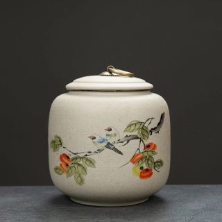 Hũ đựng trà bằng gốm tử sa (trắng đục)