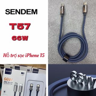 Cáp sạc siêu nhanh Sendem T57 66W chân C to C
