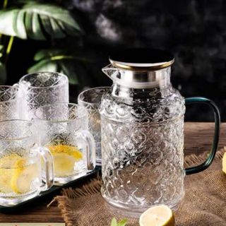 BỘ BÌNH THỦY TINH KÈM 6 LY HỌA TIẾT